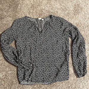 Navy blue print puffy sleeve blouse.  GAP